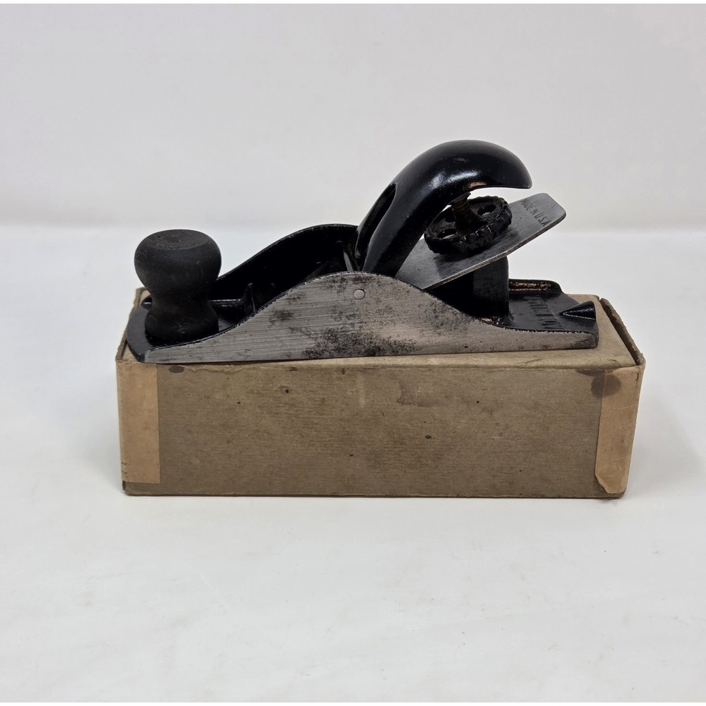 Vintage USA Block Plane 6" Knuckle Joint Lever Cap Woodworking Tool w/Box